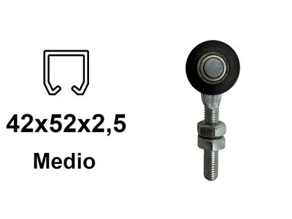 Vozík pro výklopná vrata 2 kolečka pro profil 42×52×2,5 černá nylonová kolečka, ECO