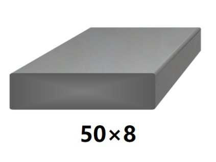 Plochá plná ocelová tyč 50x8 mm (páskovaná), bez povrchové úpravy