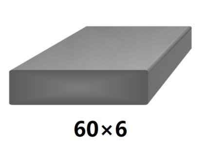 Plochá plná ocelová tyč 60x6 mm (páskovaná), bez povrchové úpravy
