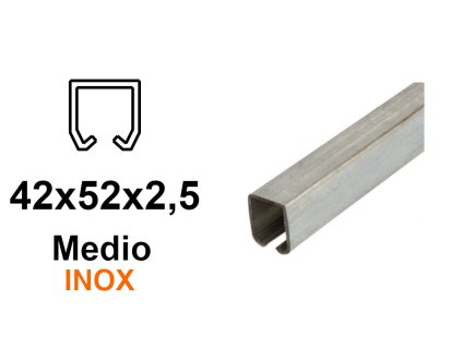INOX C-profil pro závěsnou bránu 42×52×2,5, nerezová ocel