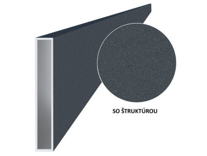 Obdélníkový hliníkový žok 200x20x2 mm, antracit RAL7016 se strukturou