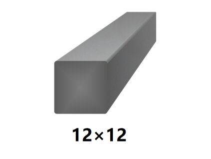 Čtyřhranná plná ocelová tyč 12x12 mm (čtvercová), bez povrchové úpravy