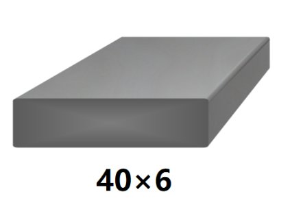 Plochá plná ocelová tyč 40x6 mm (páskovaná), bez povrchové úpravy