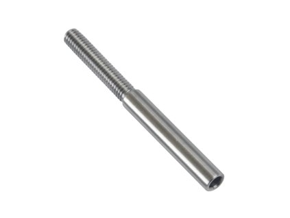 Zakončovací prvek pro drát z nerezové oceli Ø4mm, lepicí/zapichovací, broušená nerezová ocel, se závitem 40mm