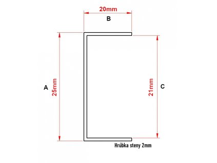 U profil 20x25x20x2mm, pozinkovaný