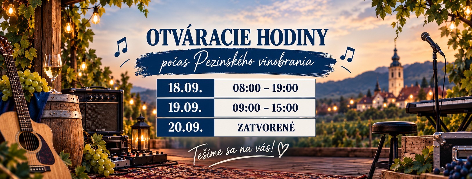 Otváracie hodiny počas vinobrania