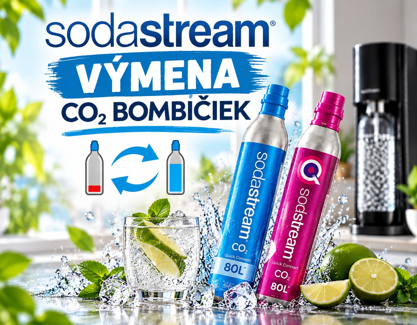 Sodastream výmena CO2 bombičiek