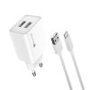 Sturdo sieťová nabíjačka 2,1A 2xUSB + Lightning.kábel, Biely 01