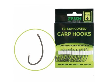 Teflonové háčky Zfish Curved Shank Barbless (Velikost 4)