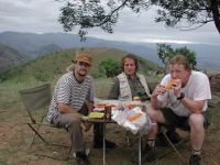  from left Dan Bárta, Charly and Robert Lízler, dinner in Swaziland