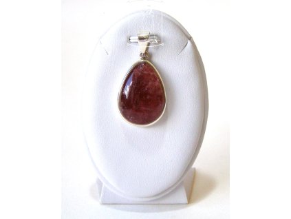 Jahodový křišťál – stříbrný přívěsek kapka