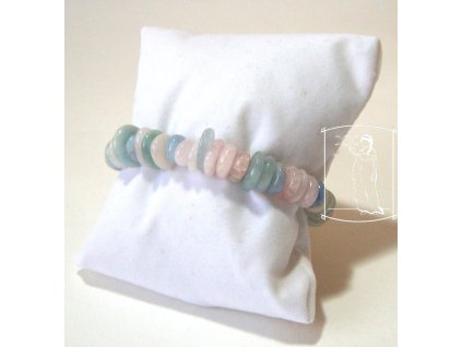 Náramek z morganitu, akvamarínu a smaragdu v nepravidelných tvarech – Jemná harmonie