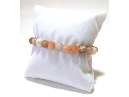 Náramek z měsíčního kamene – Měsíční harmonie, krémové, broskvové a šedé odstíny