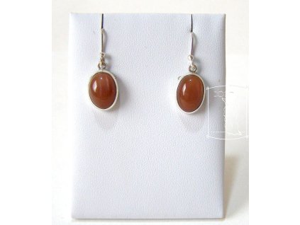 Stříbrné náušnice s měsíčním kamenem krémově béžové oválky Lunární závoj