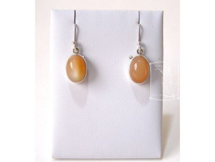 Stříbrné náušnice s krémově béžovým měsíčním kamenem – Lunární harmonie