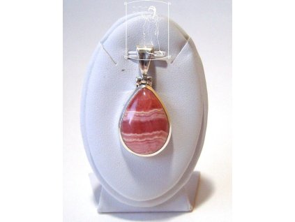 Stříbrný přívěsek s rodochrozitem ve tvaru kapky Kapka něhy