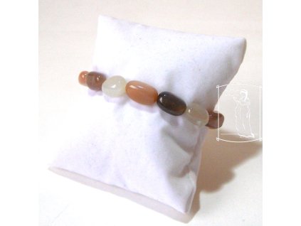 Náramek z měsíčního kamene – Měsíční soulad, krémové, broskvové a šedé odstíny