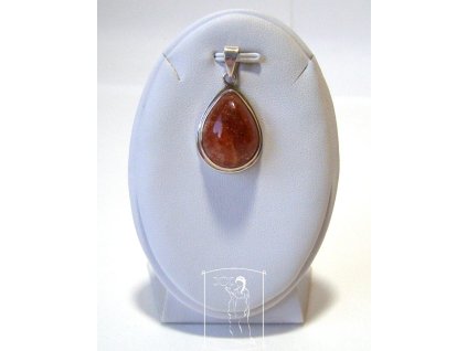 Sluneční kámen – stříbrný přívěsek Brána prosperity, kapka