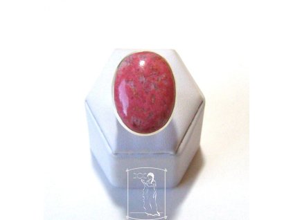 Thulit – stříbrný prsten ovál vel. 54, sytě růžový kámen