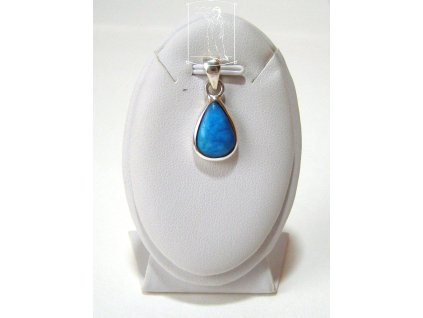 Kavansit – stříbrný přívěsek Klidný dotek, tyrkysově modrý kámen ve stříbře