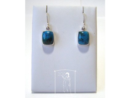 Stříbrné náušnice s chryzokolem Strážci hlubin v sytých modrozelených tónech