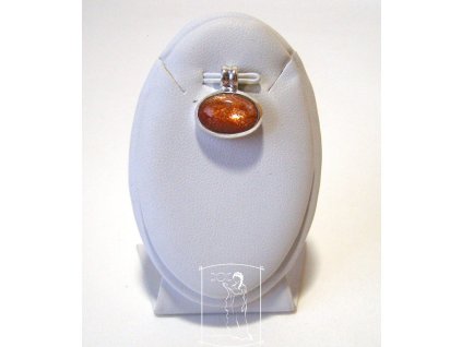 Sluneční kámen – stříbrný přívěsek Kousek slunce, ovál