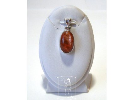 Sluneční kámen – stříbrný přívěsek Fénixův podpis, ovál