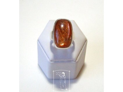 Sluneční kámen – stříbrný prsten Obdélník vel. 57 Proud prosperity