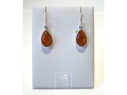 Sluneční kámen – stříbrné náušnice kapky Brána prosperity