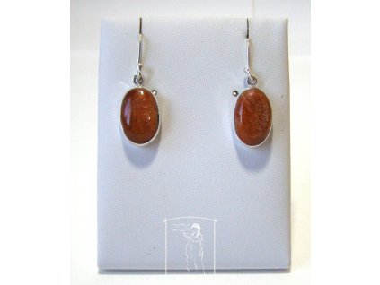 Stříbrné náušnice se slunečním kamenem Fénixův podpis – oválky