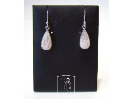 Skolecit lososový – stříbrné náušnice Šeptem k sobě, kapky, Ag 925