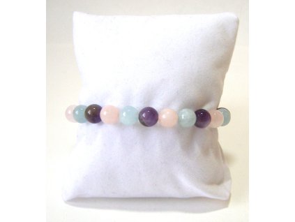 Náramek Vnitřní mír z ametystu, akvamarínu a růženínu – kuličky 8 mm