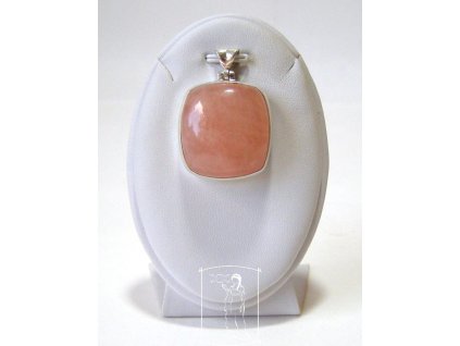 Morganit – stříbrný přívěsek Vnitřní opora, růžový čtvercový kabošon ve stříbře Ag 925/1000