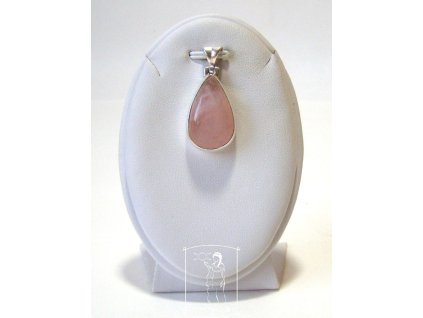 Morganit – stříbrný přívěsek Návrat k sobě, růžový kabošon ve tvaru kapky ve stříbře Ag 925/1000