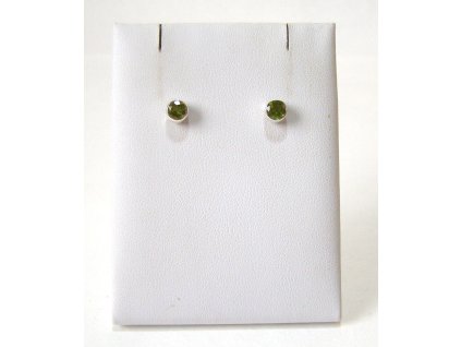 Olivín – stříbrné náušnice Záblesk hojnosti (puzetky)