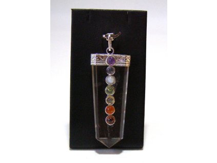 Přívěsek z křišťálu se sedmi barevnými korálky Sedm barev duše.