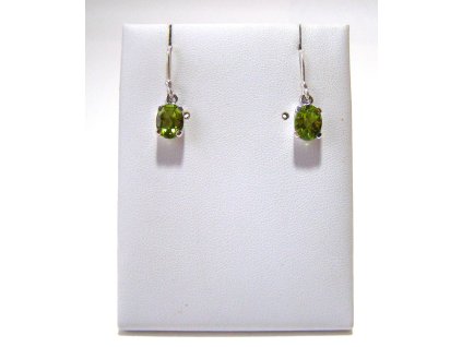 Olivín – stříbrné náušnice Štěstí na dosah (ovál)