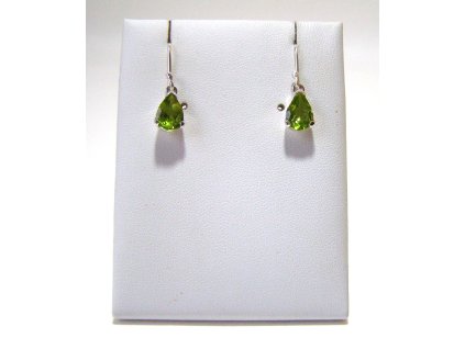 Olivín – stříbrné náušnice Kapky štěstí (kapka)