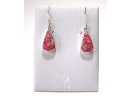 Thulit – stříbrné náušnice kapky (Ag 925/1000)