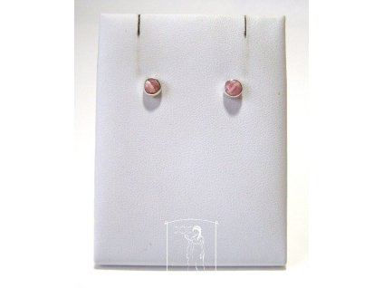 Stříbrné náušnice puzetky s přírodním rodochrozitem