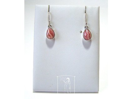 Stříbrné náušnice s rodochrozitem Dotek něhy ve tvaru kapky