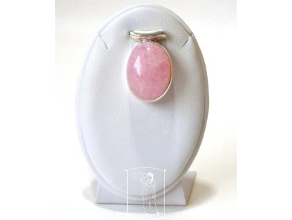 Morganit – stříbrný přívěsek Laskavá síla, růžový oválný kabošon ve stříbře Ag 925/1000