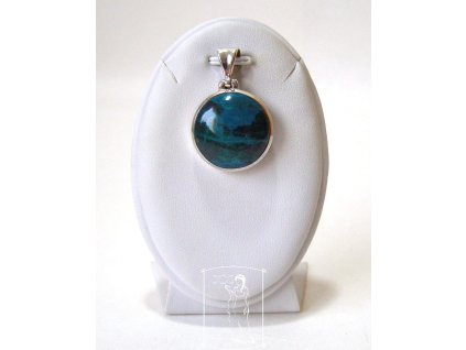 Chryzokol – stříbrný přívěsek Modrá hlubina, přírodní chryzokol v modrozelených tónech