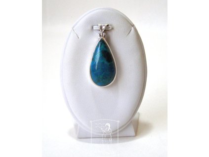 Stříbrný přívěsek s chryzokolem Prastarý pramen – modrozelený chryzokol ve tvaru kapky zasazený ve stříbře
