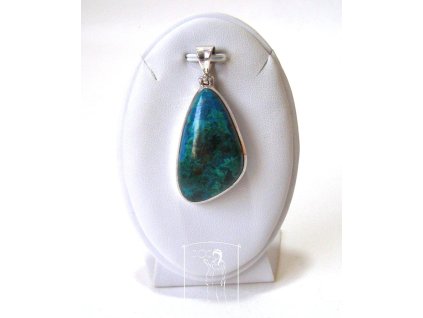 Stříbrný přívěsek s chryzokolem Oceán klidu – modrozelený chryzokol zasazený ve stříbře