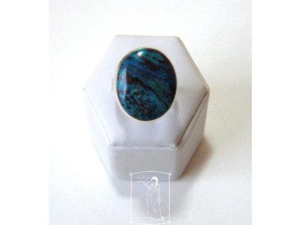 Stříbrný prsten s chryzokolem Tichý ochránce – oválný chryzokol ve stříbře Ag 925