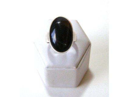 Stříbrný prsten s Černou hvězdou – asterický diopsid, oválný kámen, velikost 59