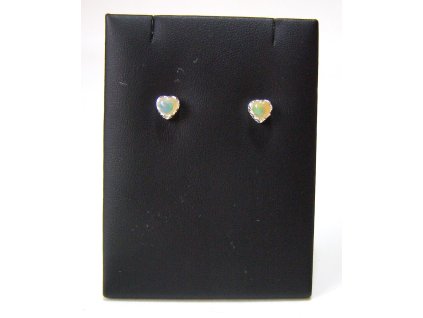 Stříbrné náušnice se srdíčkovým etiopským opálem – Duhový dotek lásky