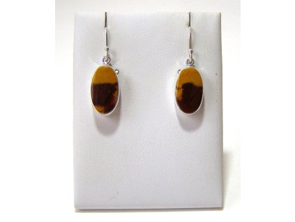 Stříbrné náušnice s přírodním mookaitem ve zlatohnědých tónech – Klid zlatého soumraku