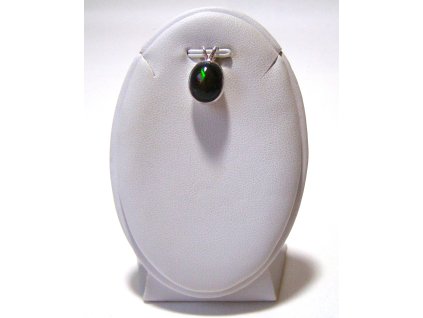 Černý etiopský opál – stříbrný přívěsek Noční jiskra, zelený záblesk